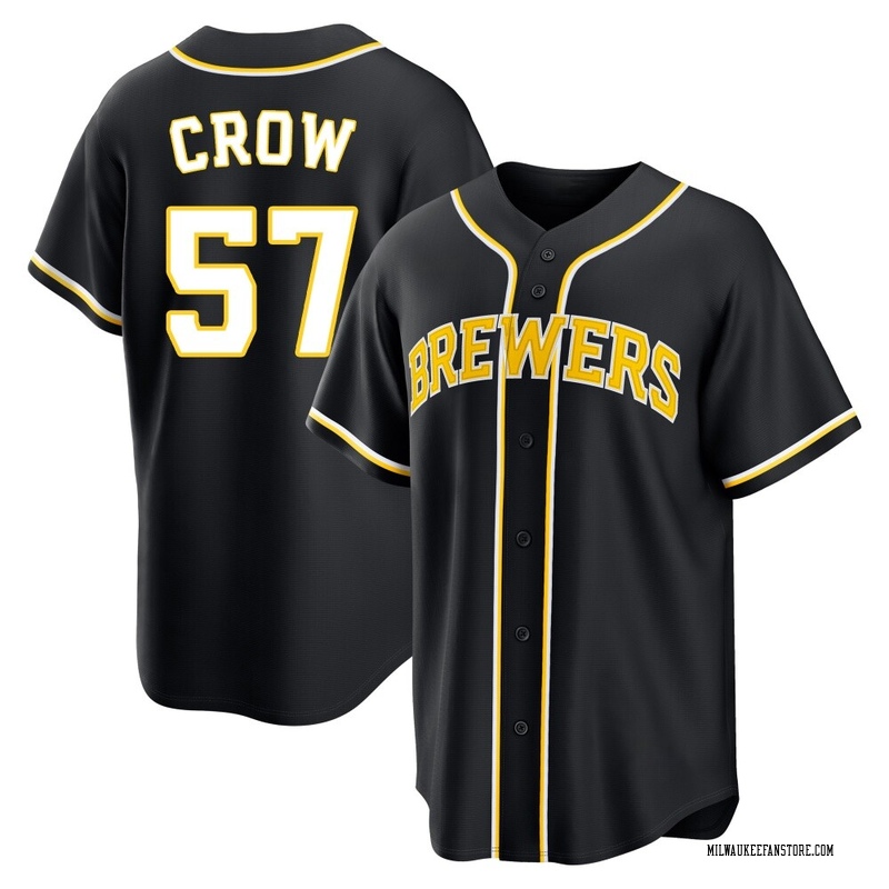 Coleman Crow Youth Milwaukee Brewers Fashion Out Jersey - Black Replica