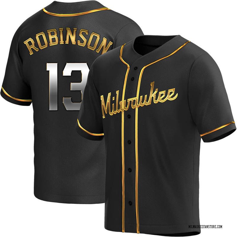 Glenn Robinson Men's Milwaukee Brewers Alternate Jersey - Black Golden Replica
