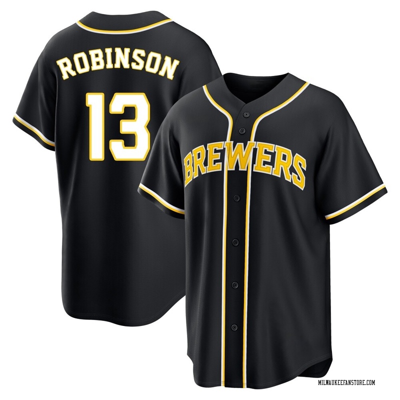 Glenn Robinson Men's Milwaukee Brewers Fashion Out Jersey - Black Replica