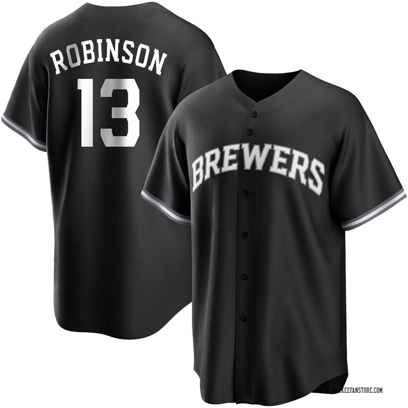 Glenn Robinson Men's Milwaukee Brewers Jersey - Black/White Replica