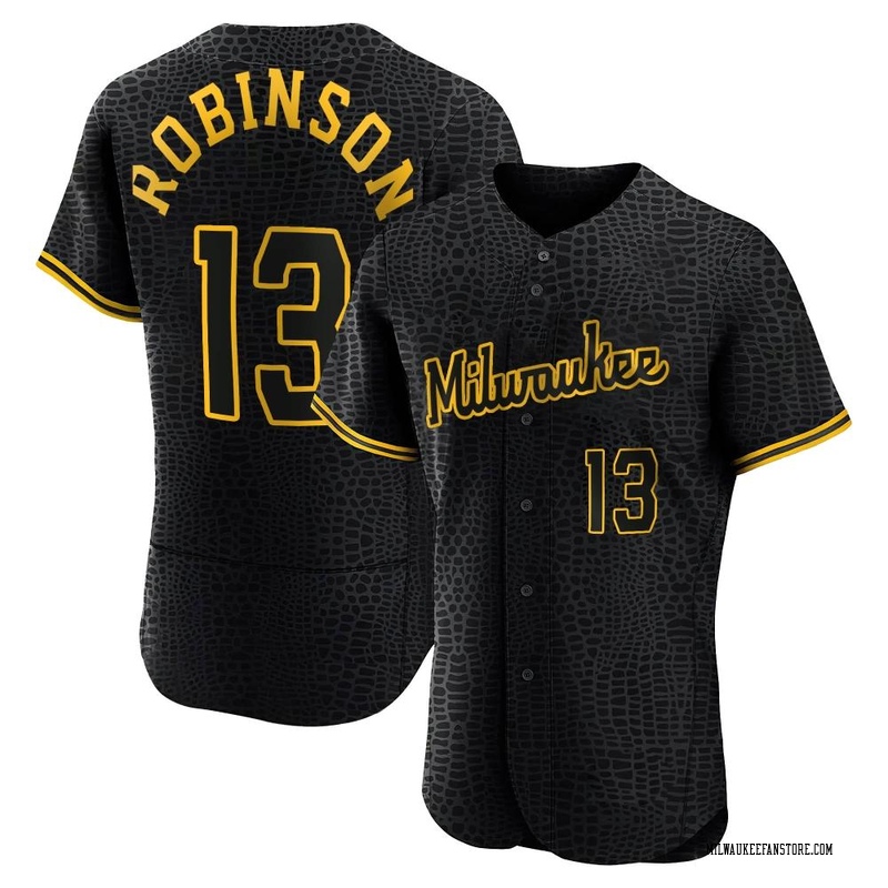 Glenn Robinson Men's Milwaukee Brewers Snake Skin City Jersey - Black Authentic