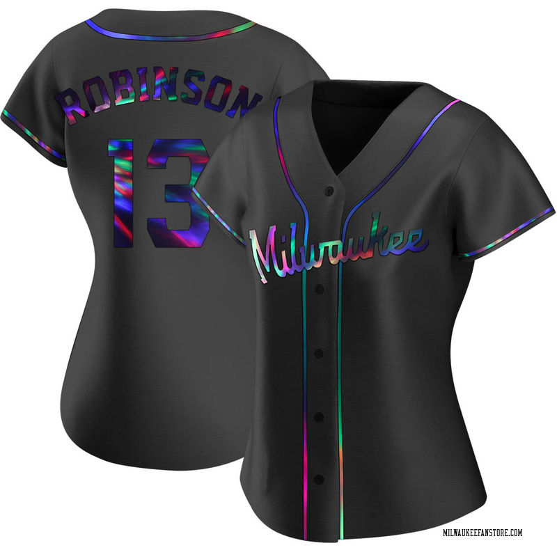 Glenn Robinson Women's Milwaukee Brewers Alternate Jersey - Black Holographic Replica