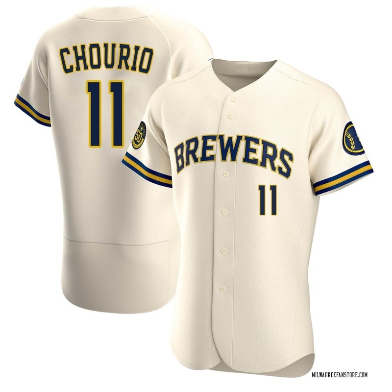 Jackson Chourio Men's Milwaukee Brewers Home Jersey - Cream Authentic
