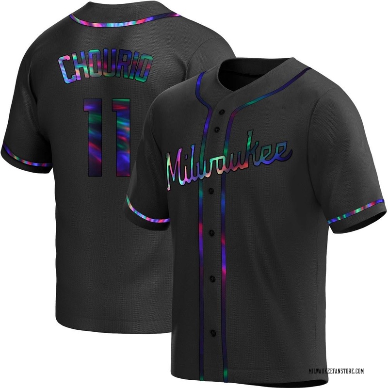 Jackson Chourio Youth Milwaukee Brewers Alternate Jersey - Black Holographic Replica