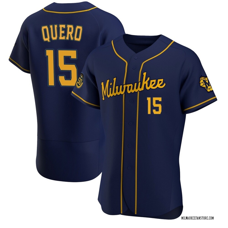 Jeferson Quero Men's Milwaukee Brewers Alternate Jersey - Navy Authentic