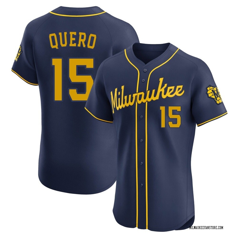 Jeferson Quero Men's Milwaukee Brewers Alternate Jersey - Navy Elite