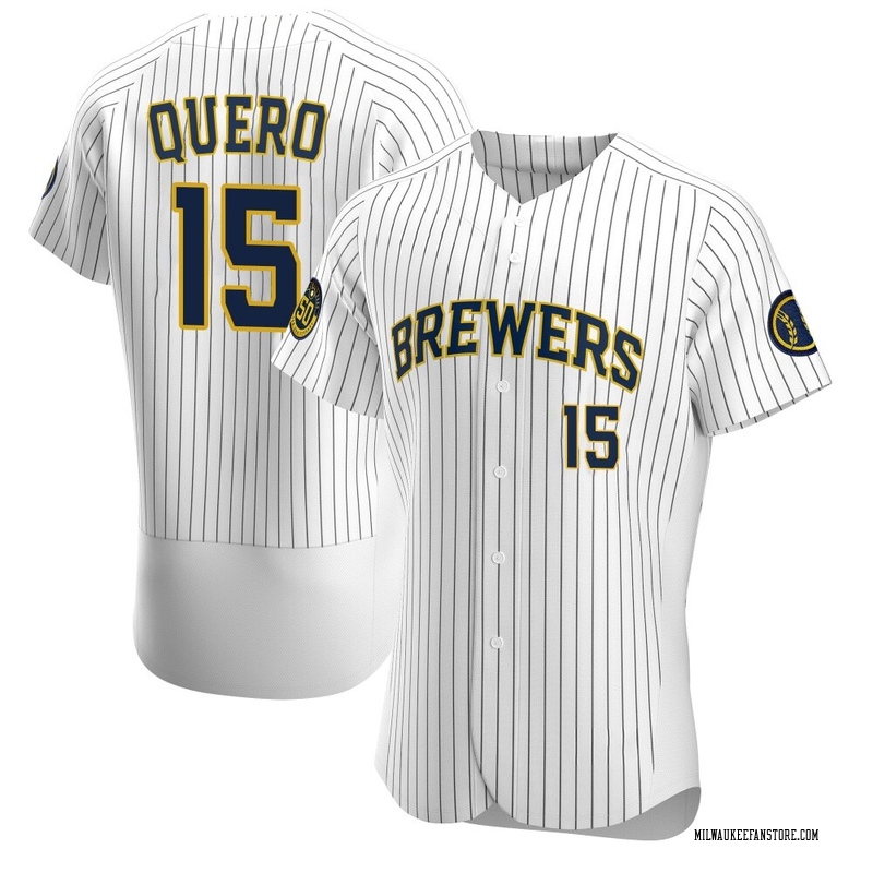 Jeferson Quero Men's Milwaukee Brewers Alternate Jersey - White Authentic