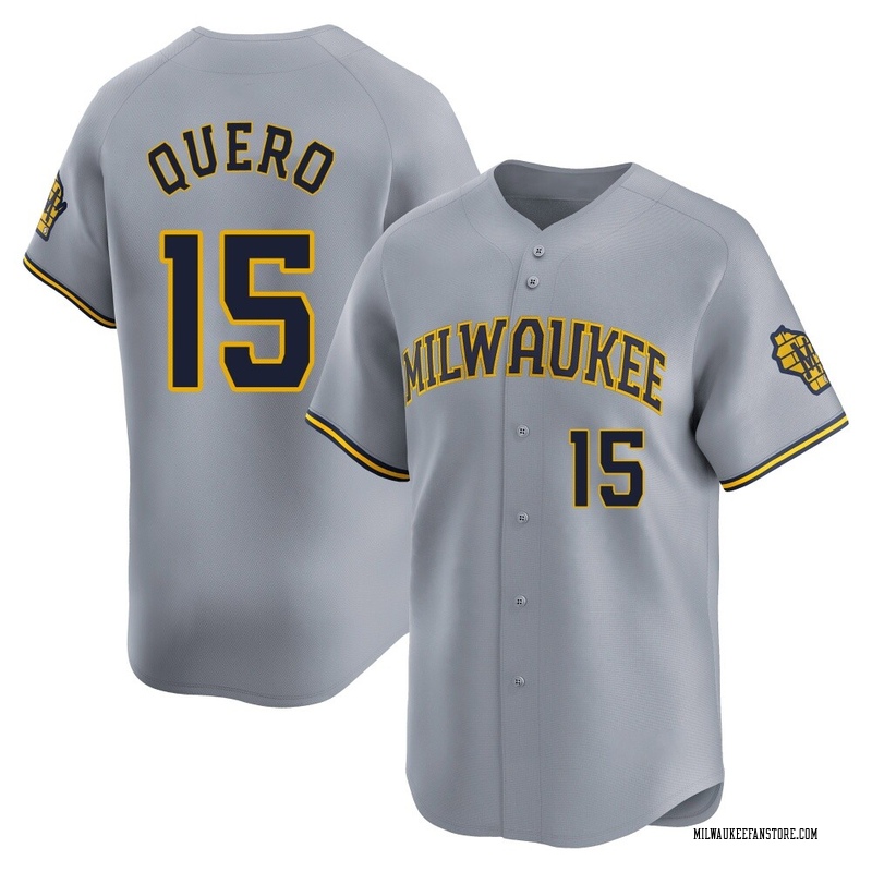 Jeferson Quero Men's Milwaukee Brewers Away Jersey - Gray Limited
