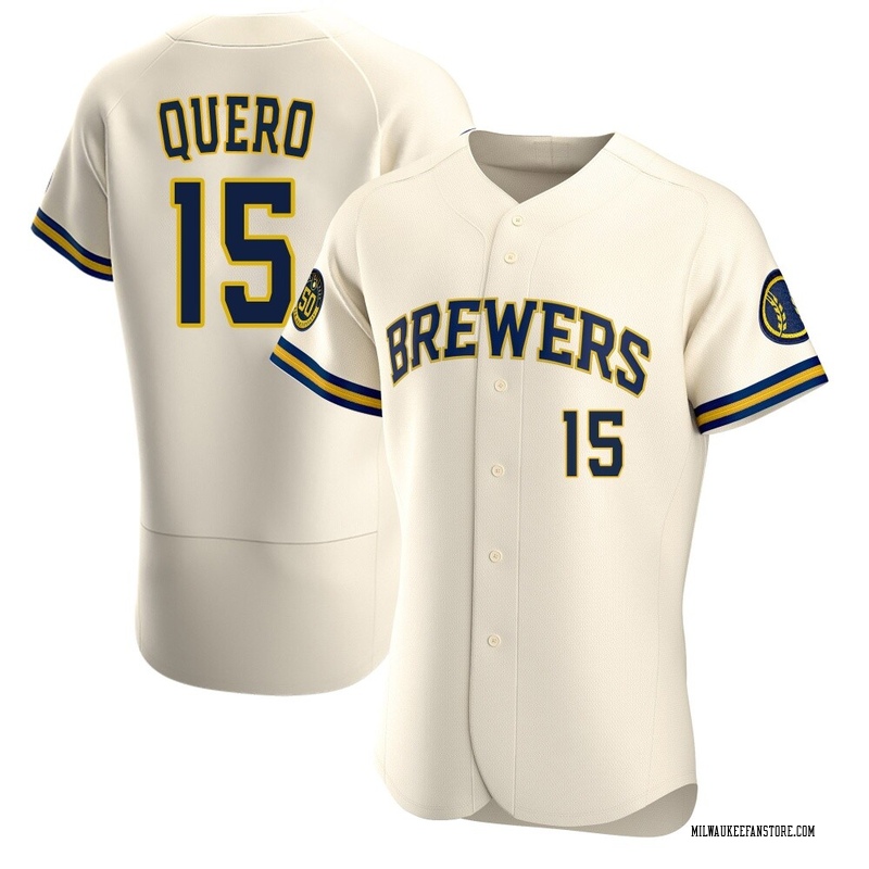 Jeferson Quero Men's Milwaukee Brewers Home Jersey - Cream Authentic