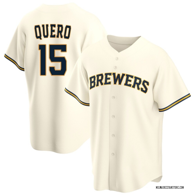 Jeferson Quero Men's Milwaukee Brewers Home Jersey - Cream Replica