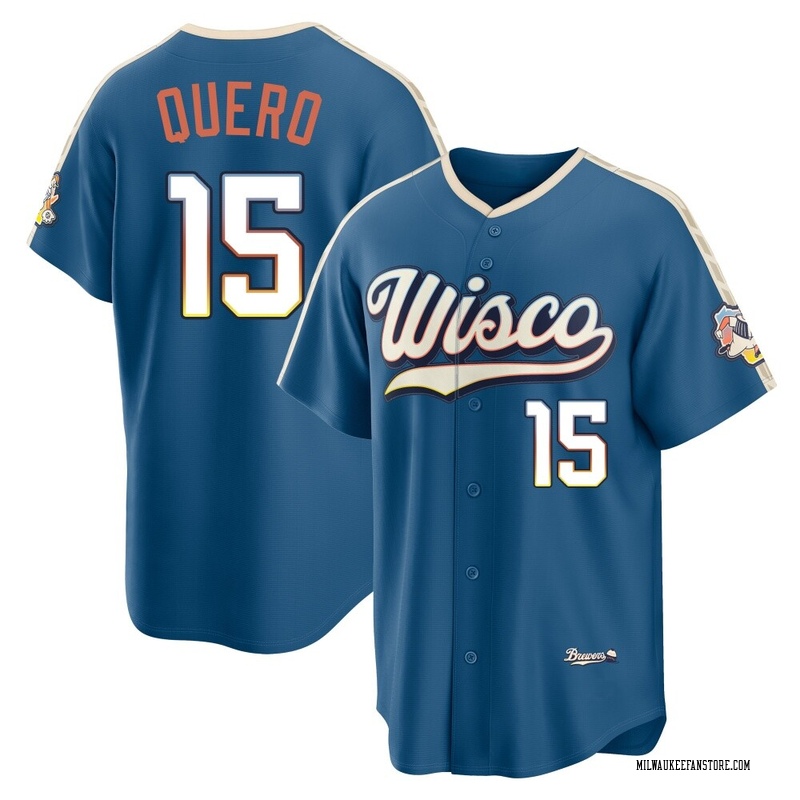 Jeferson Quero Men's Milwaukee Brewers Mineral 2026 City Connect Stadium Jersey - Blue Limited