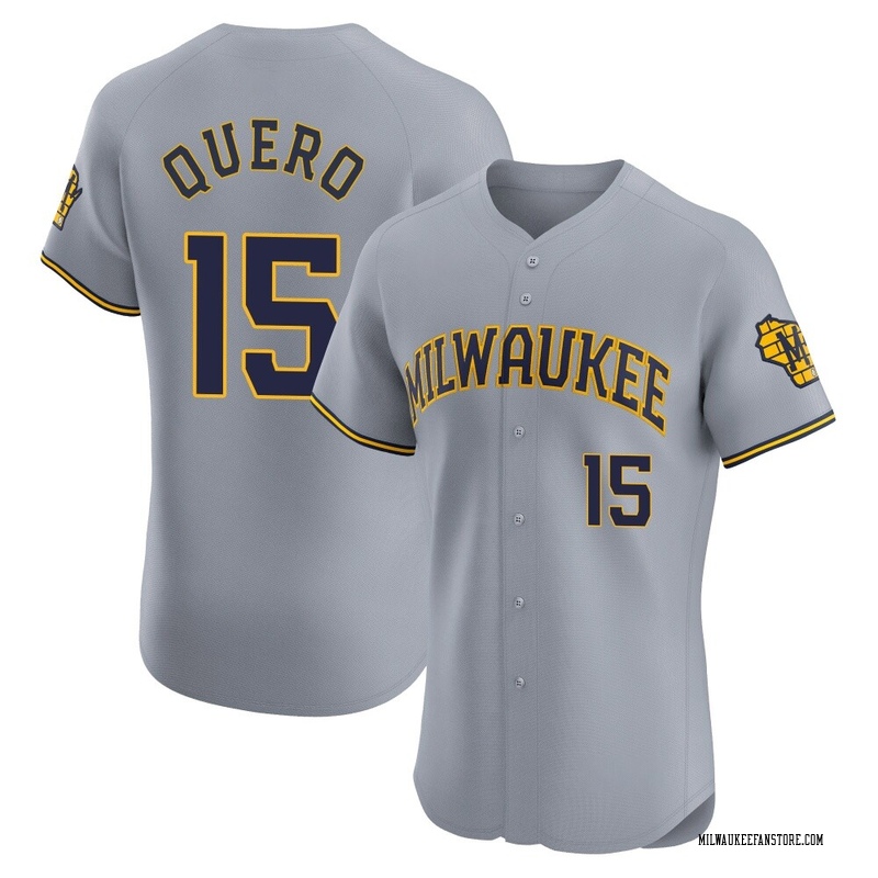 Jeferson Quero Men's Milwaukee Brewers Road Jersey - Gray Elite