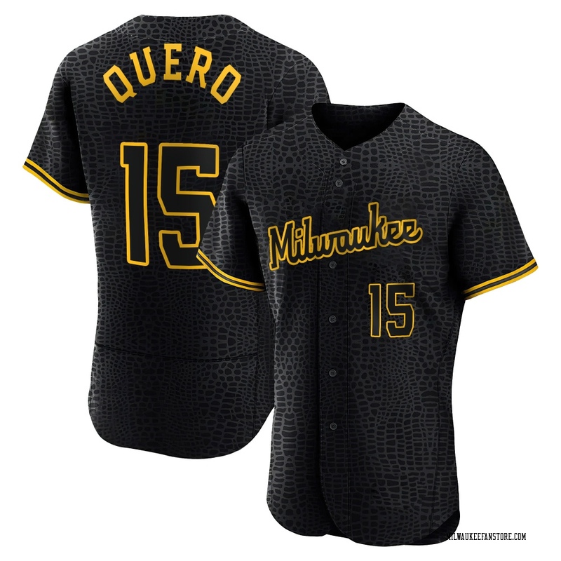 Jeferson Quero Men's Milwaukee Brewers Snake Skin City Jersey - Black Authentic