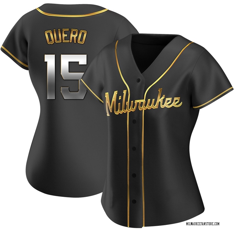 Jeferson Quero Women's Milwaukee Brewers Alternate Jersey - Black Golden Replica