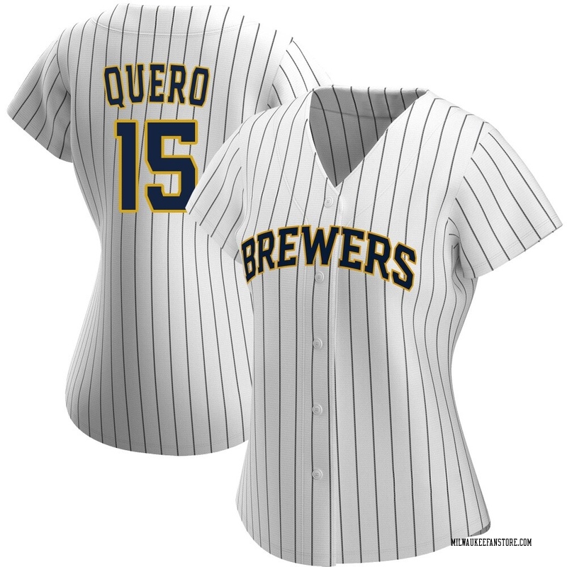 Jeferson Quero Women's Milwaukee Brewers Alternate Jersey - White/Navy Authentic