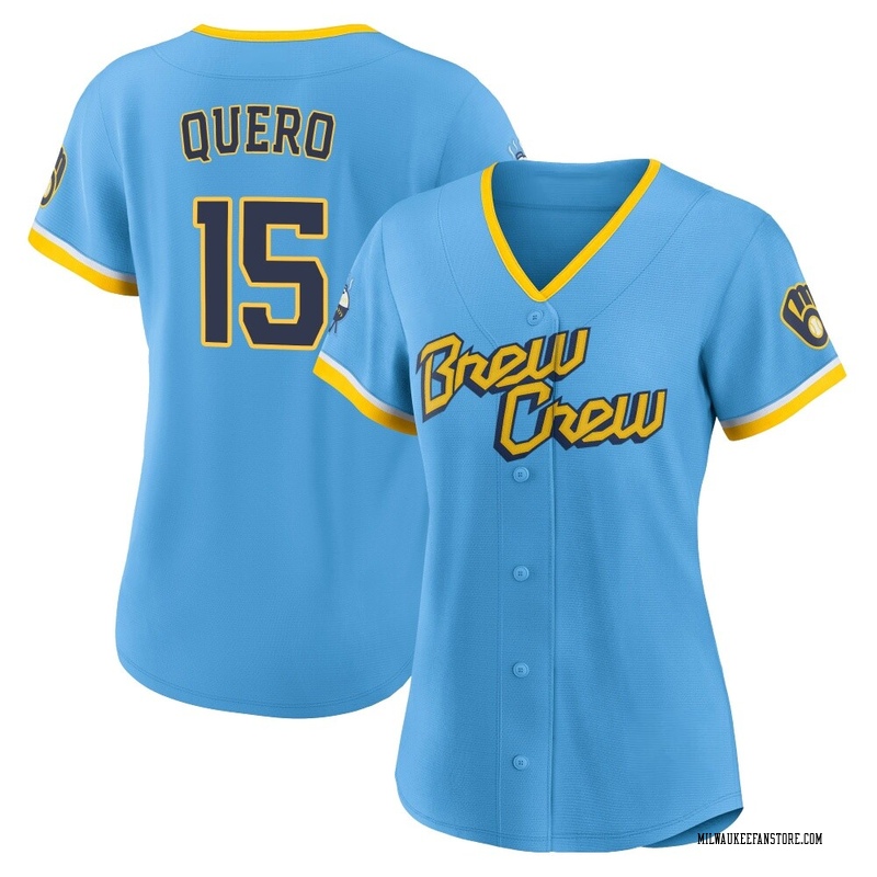 Jeferson Quero Women's Milwaukee Brewers Powder 2022 City Connect Jersey - Blue Authentic