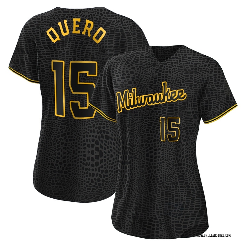 Jeferson Quero Women's Milwaukee Brewers Snake Skin City Jersey - Black Authentic