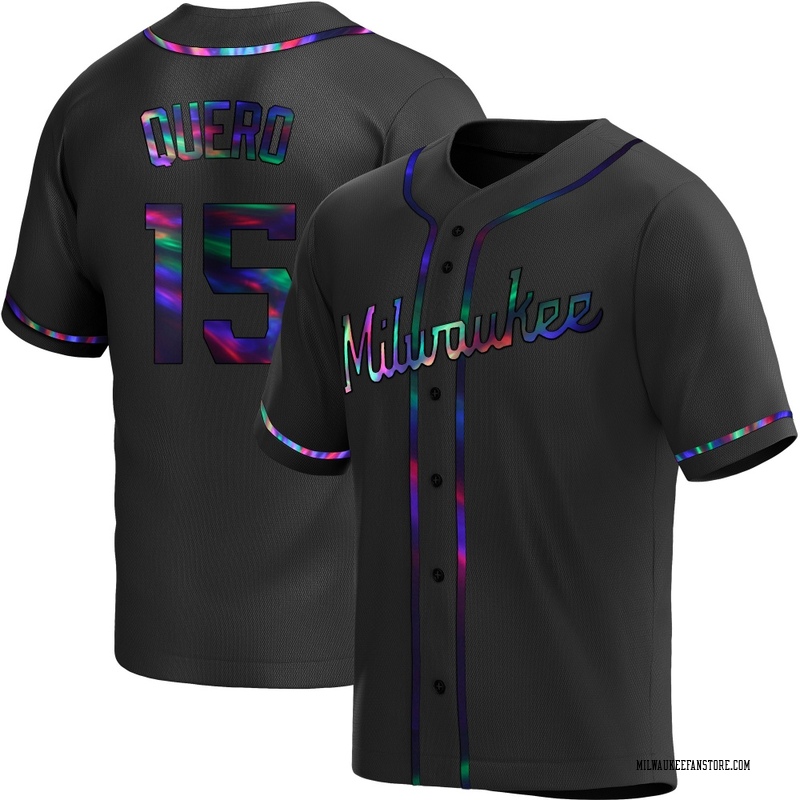 Jeferson Quero Youth Milwaukee Brewers Alternate Jersey - Black Holographic Replica
