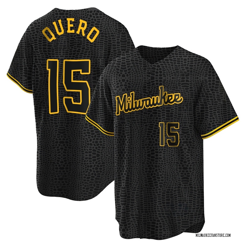 Jeferson Quero Youth Milwaukee Brewers Snake Skin City Jersey - Black Replica