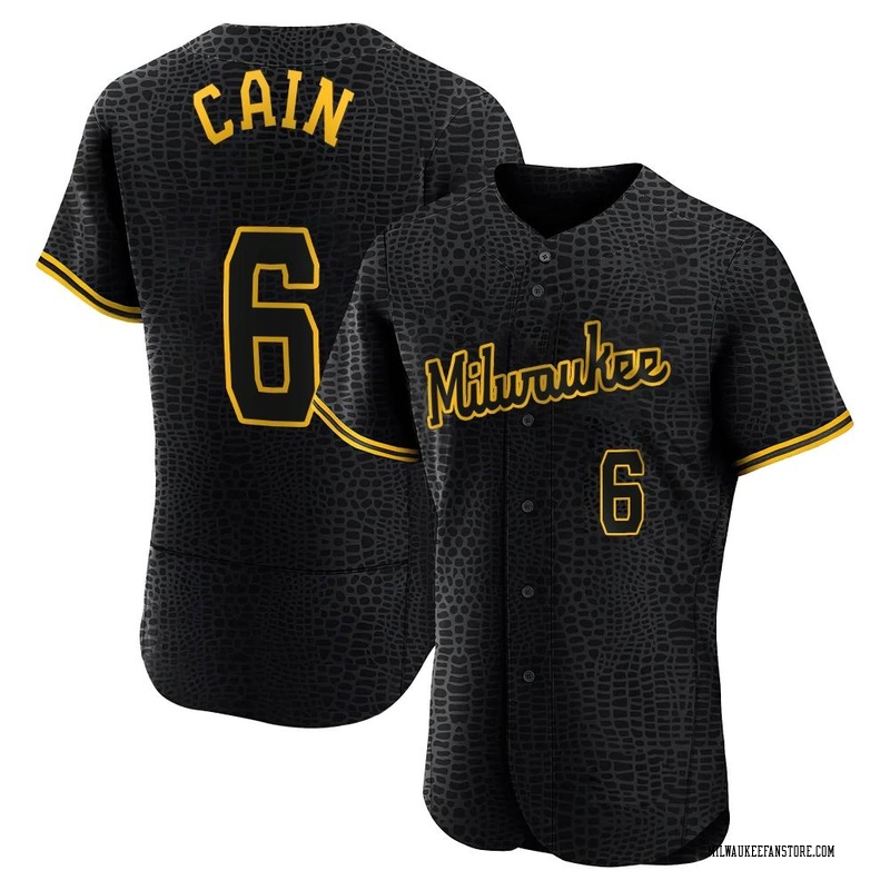 Milwaukee Brewers Boy's Youth Lorenzo Cain #6 Player Name and Number Crew  Neck Jersey T-Shirt (X-Large 16) Navy