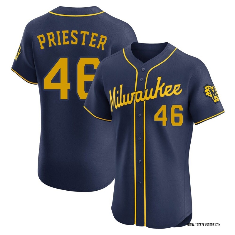 Quinn Priester Men's Milwaukee Brewers Alternate Jersey - Navy Elite