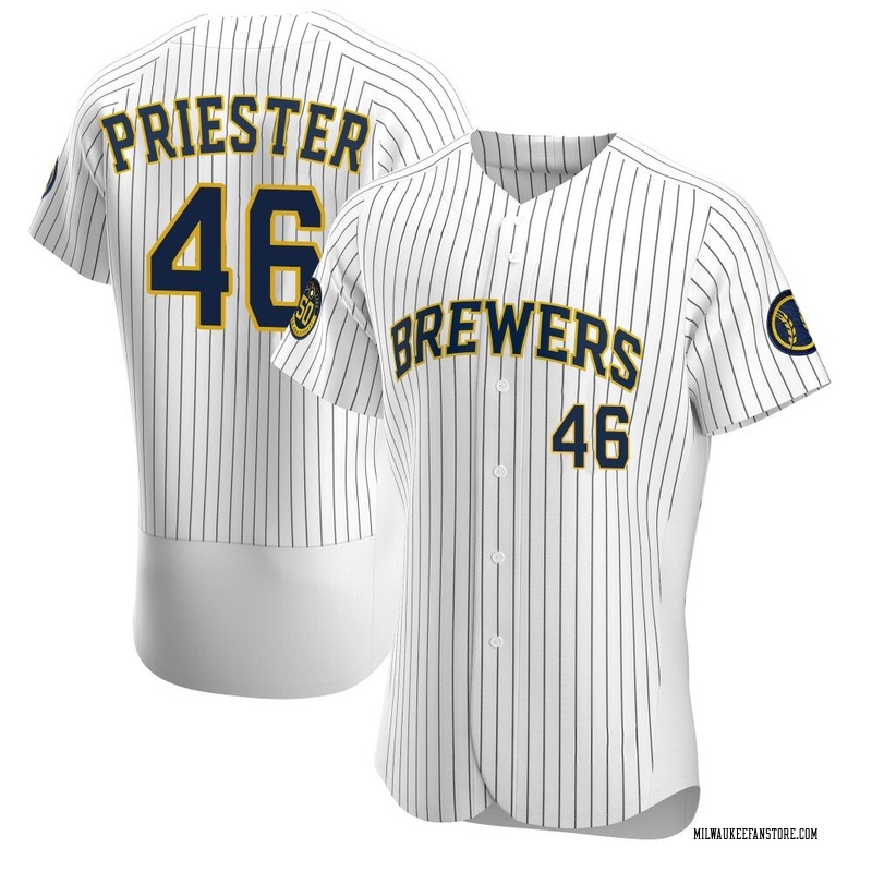Quinn Priester Men's Milwaukee Brewers Alternate Jersey - White Authentic