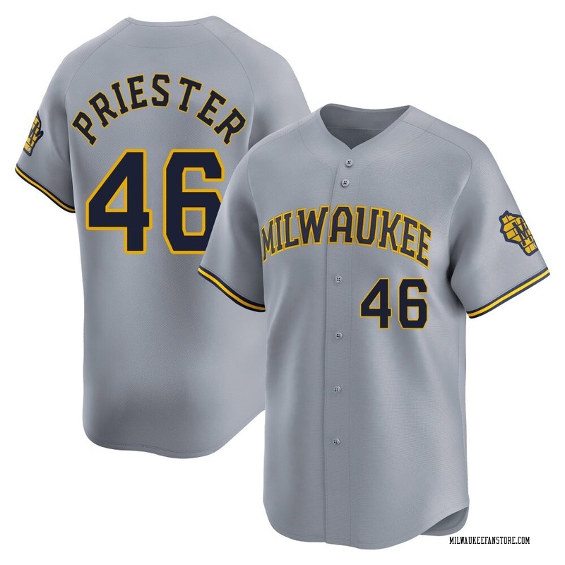 Quinn Priester Men's Milwaukee Brewers Away Jersey - Gray Limited