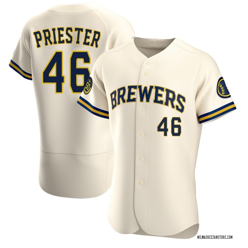 Quinn Priester Men's Milwaukee Brewers Home Jersey - Cream Authentic
