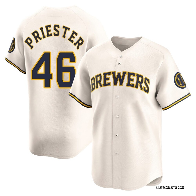 Quinn Priester Men's Milwaukee Brewers Home Jersey - Cream Limited