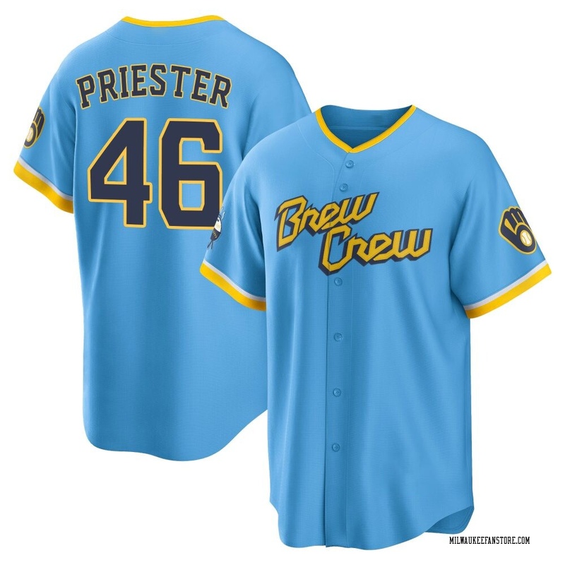 Quinn Priester Men's Milwaukee Brewers Powder 2022 City Connect Jersey - Blue Replica