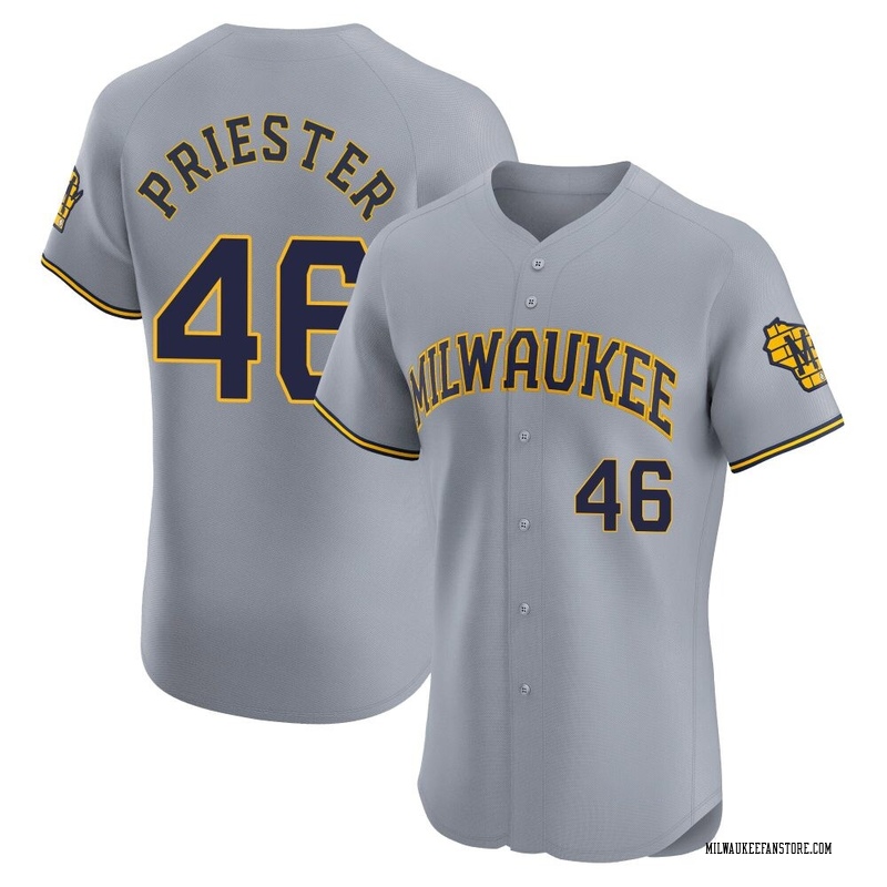 Quinn Priester Men's Milwaukee Brewers Road Jersey - Gray Elite