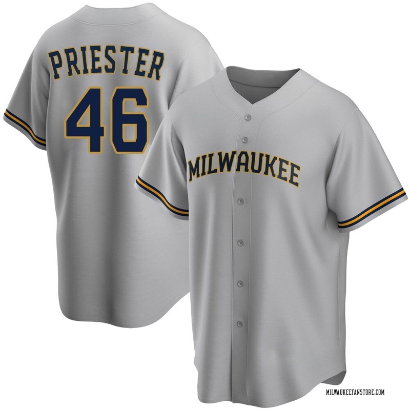 Quinn Priester Men's Milwaukee Brewers Road Jersey - Gray Replica