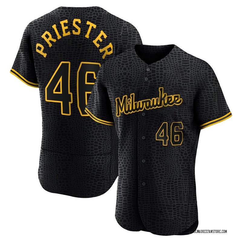 Quinn Priester Men's Milwaukee Brewers Snake Skin City Jersey - Black Authentic