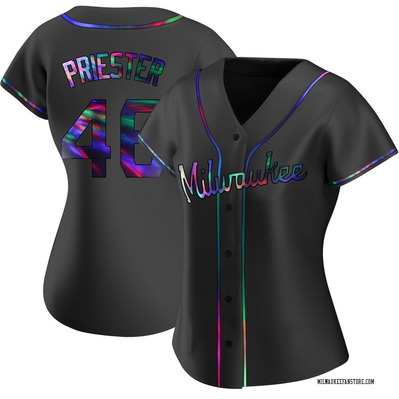 Quinn Priester Women's Milwaukee Brewers Alternate Jersey - Black Holographic Replica