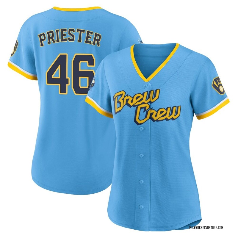 Quinn Priester Women's Milwaukee Brewers Powder 2022 City Connect Jersey - Blue Replica