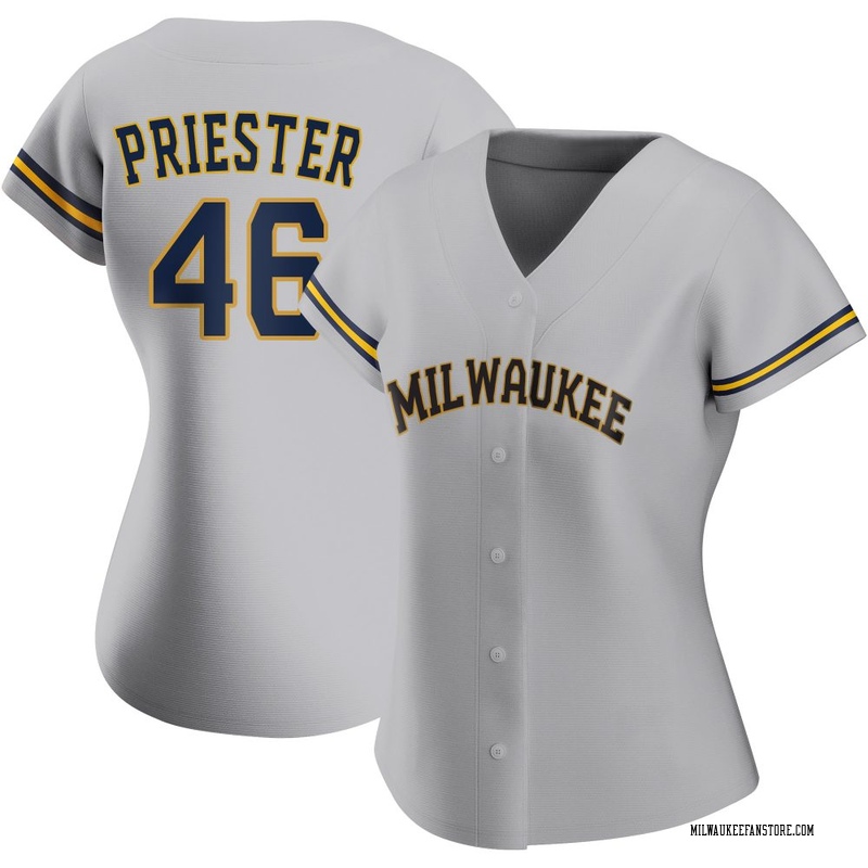 Quinn Priester Women's Milwaukee Brewers Road Jersey - Gray Authentic