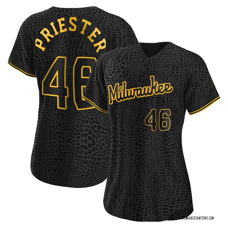 Quinn Priester Women's Milwaukee Brewers Snake Skin City Jersey - Black Authentic