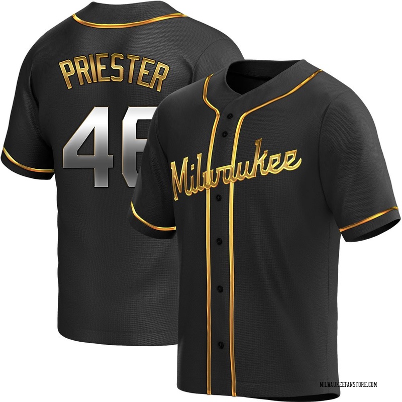 Quinn Priester Youth Milwaukee Brewers Alternate Jersey - Black Golden Replica