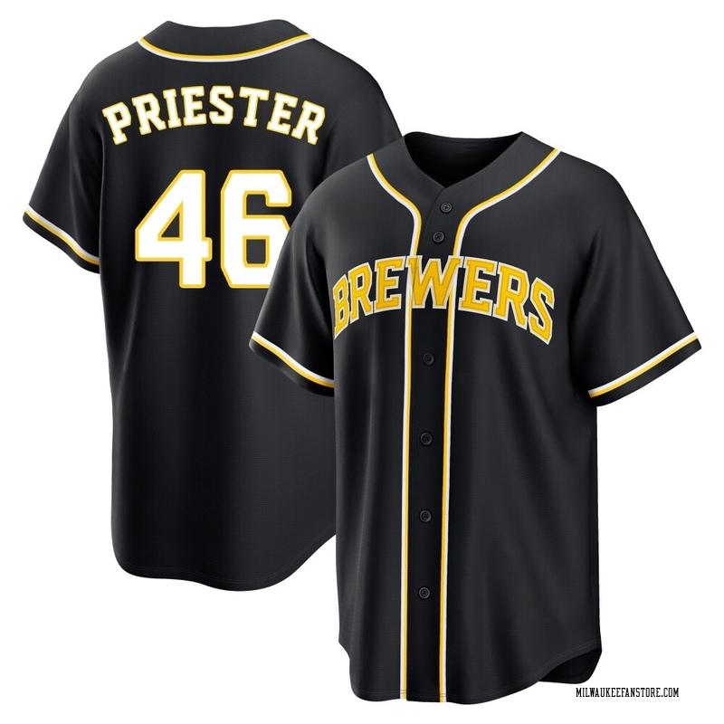 Quinn Priester Youth Milwaukee Brewers Fashion Out Jersey - Black Replica
